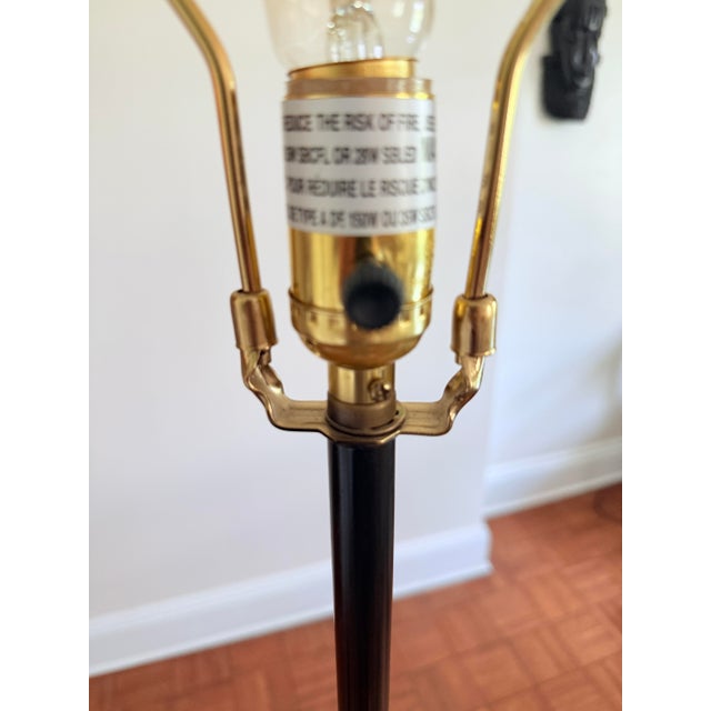 White Contemporary Arteriors Boise Floor Lamp Bronze Iron Antique Brass With Drum Shade For Sale - Image 8 of 11