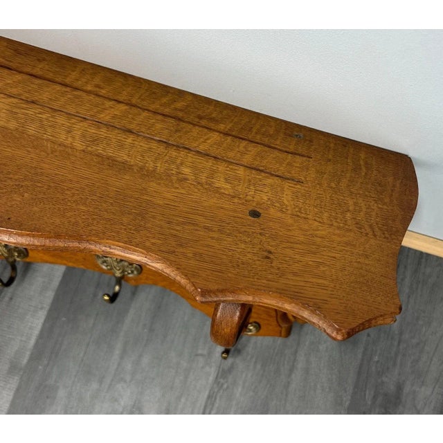 Antique French Oak Coat Rack Hanger Shelf For Sale - Image 9 of 12