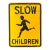 Vintage Yellow & Black Metal “Slow Children” Road Sign – 24” For Sale