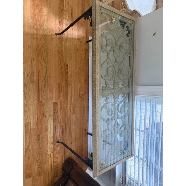 Maitland - Smith Vintage Mediterranean Maitland Smith Cast Stone & Wrought Iron Console Table For Sale - Image 4 of 8