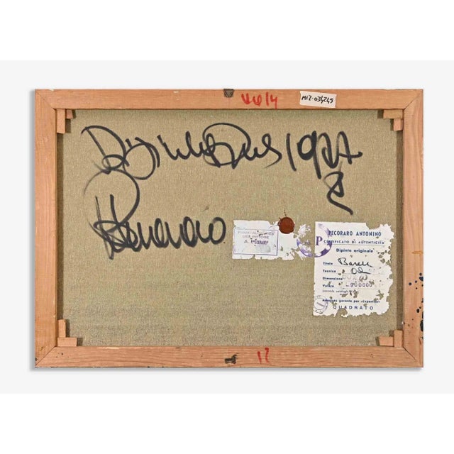Baren is an original modern artwork realized by Antonino Pecoraro in the late 20th Century. Mixed colored oil painting on...