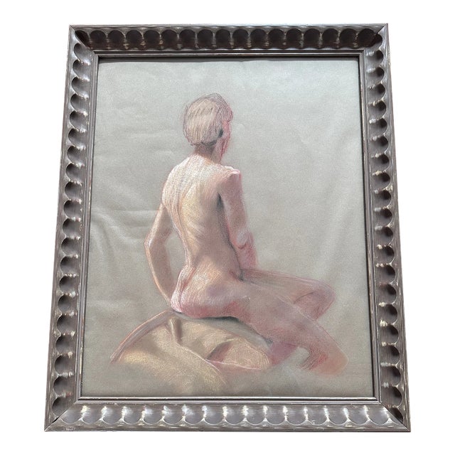 Vintage Pastel Nude Portrait Framed Art For Sale