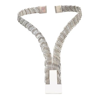 Vintage j.p. Coutrel Sterling Silver v Necklace, French For Sale