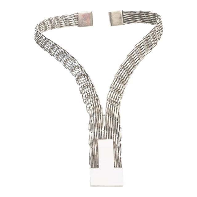 Vintage j.p. Coutrel Sterling Silver v Necklace, French For Sale