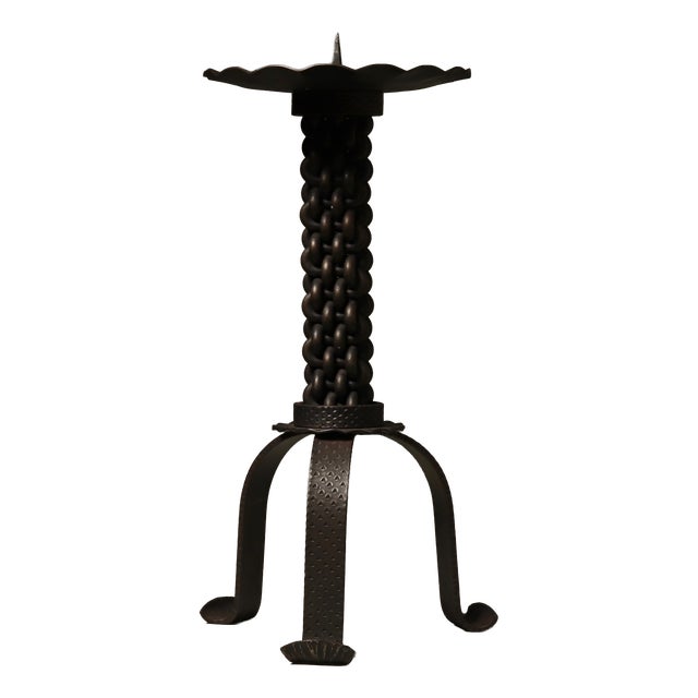 Brutalist Sculptural Candleholder in Wrought Iron, 1960s For Sale