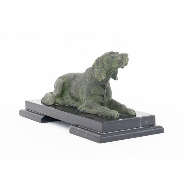 Mid 20th Century Setter Verdigris Patinated Spelter Sculpture For Sale - Image 5 of 8