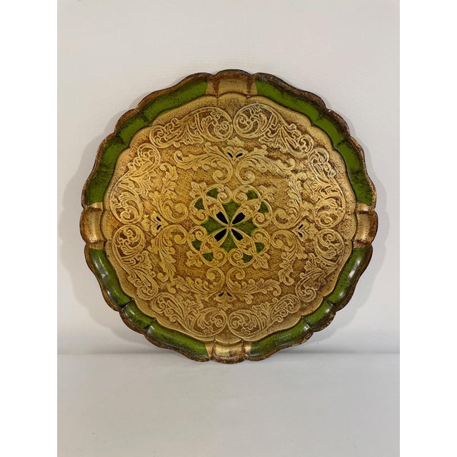 Mid-Century Modern Large Vintage Italian Florentine Gilded Decorative Tray For Sale - Image 3 of 15