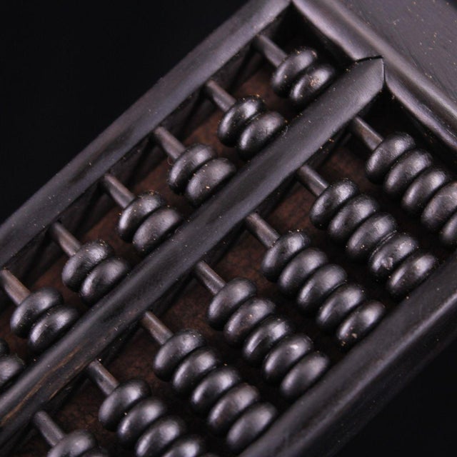 Vintage Black Sandalwood Abacus With Gilt Mounts & Gemstone Inlay For Sale - Image 9 of 9