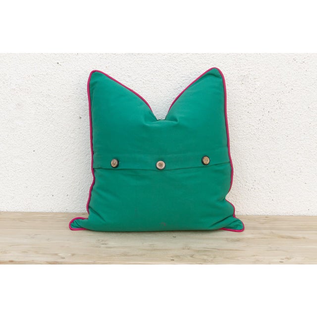 Green Dotted Ahir Handloom Pillow For Sale - Image 4 of 5