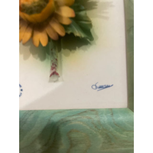 1950s 1950s Framed Capodimonte Porcelain Flowers- Set of 2 For Sale - Image 5 of 6