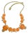 MCM Jewelry Floral Faux Coral and Pearls on Textured Brass Chevron Chain and Orange Push Clasp For Sale