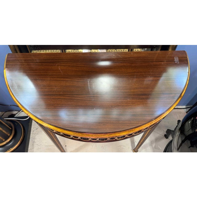 Maitland - Smith Maitland Smith Style Recency Demilune Console Table For Sale - Image 4 of 6