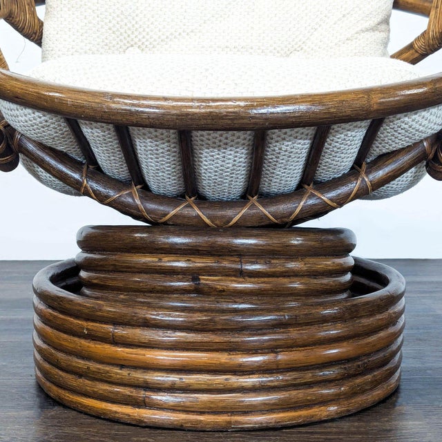 Vintage 1970’s Rattan Lounge Chair With Cushions For Sale - Image 9 of 9