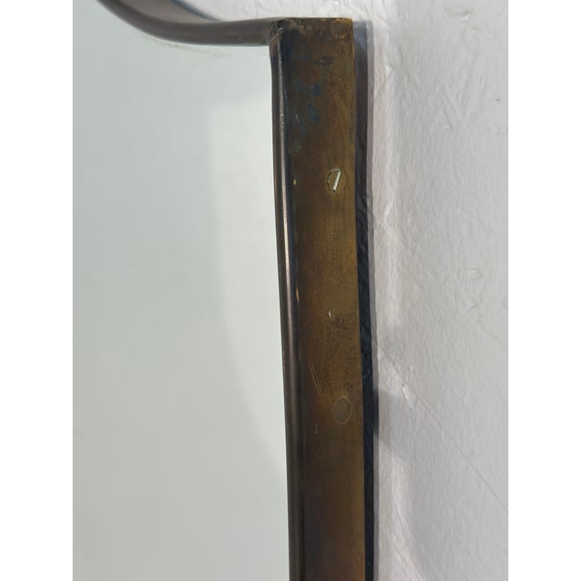 Mid-Century Modern Vintage Italian Brass Shield Mirror 1970s For Sale - Image 3 of 6