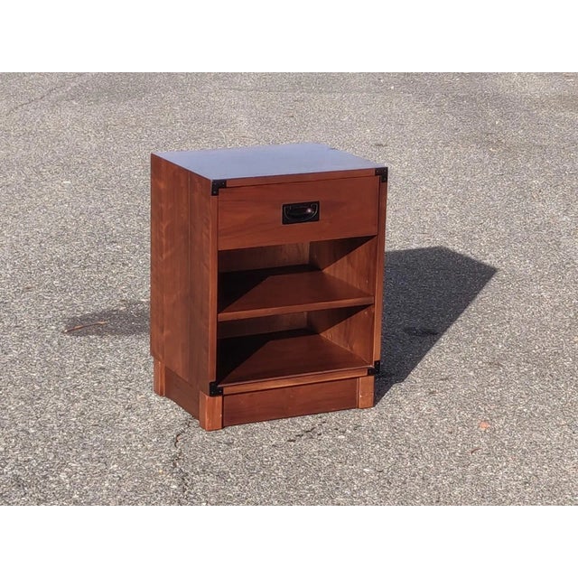 Late 20th Century Late 20th Century Vintage Single Drawer Bedside Table by Drexel New Generation Campaign Style For Sale - Image 5 of 9