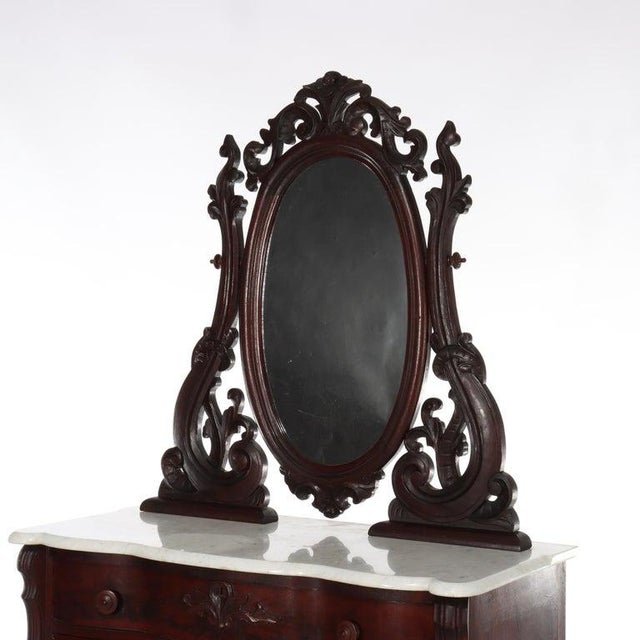 Wood Antique Belter School Rococo Revival Carved Flame Mahogany Mirrored Dresser For Sale - Image 7 of 18