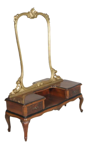 Venetian Carved Walnut & Burl Dressing Table, 1930s