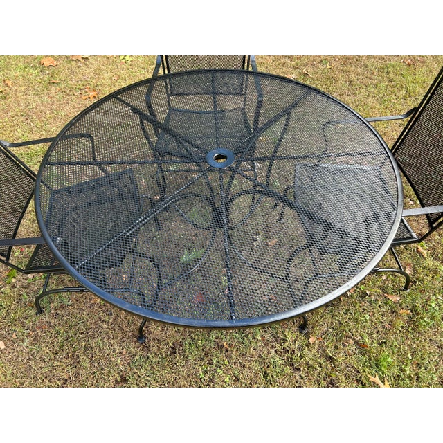 Metal Vintage Wrought Iron Plantation Patterns Patio Set Table & 4 Rockers ***** For Sale - Image 7 of 7