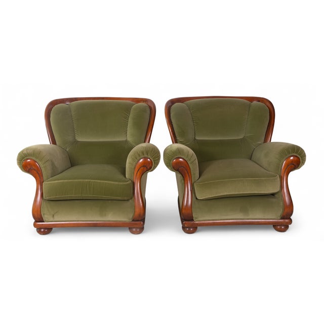 Gold Vintage Chairs in Green Velvet and Bentwood, 1940s, Set of 2 For Sale - Image 8 of 9