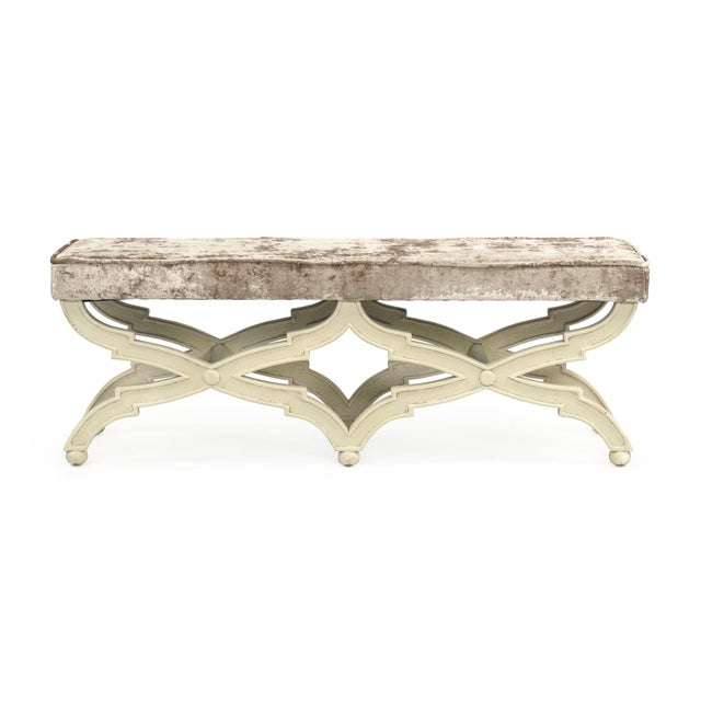 The Crescenzo Bench from Zentique extends the collection's signature ornate X-base design to a longer double form, with...