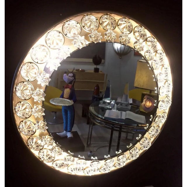 1970s Lighting Mirror in Brass and Resin For Sale - Image 5 of 12