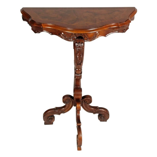 Brown Antique Venetian Carved Walnut Console from Meroni e Fossati For Sale - Image 8 of 8