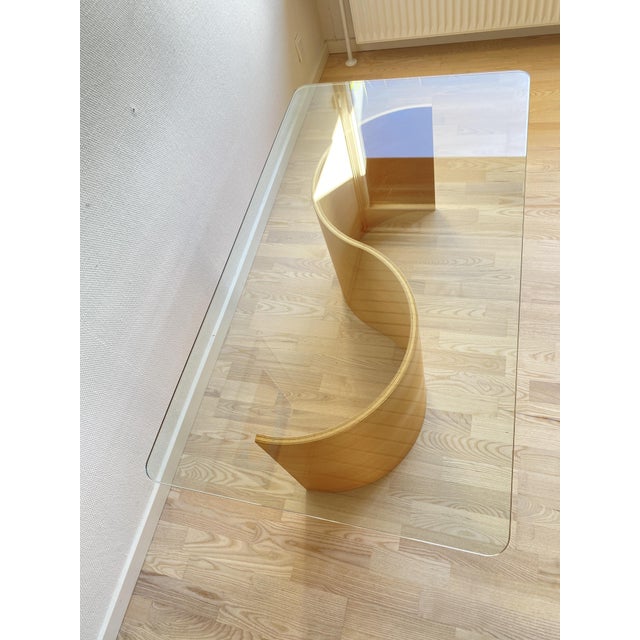Wave Coffee Table in Beech and Glass by Hjellegjerde, Norway, 1990s For Sale - Image 14 of 16