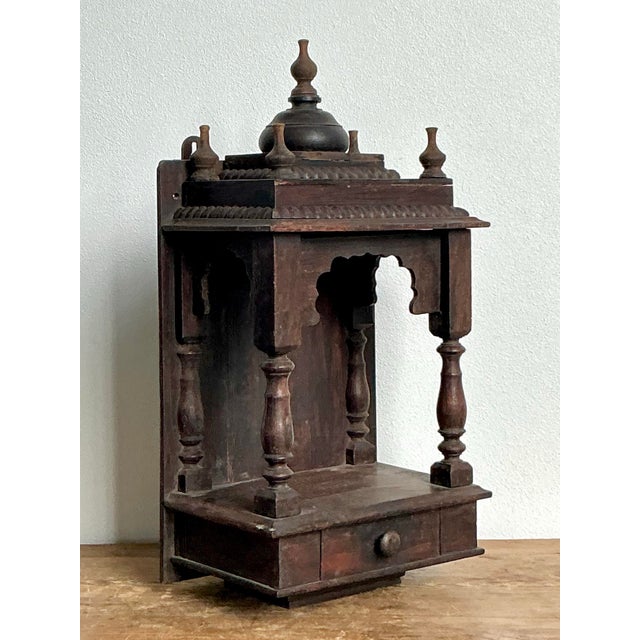 Late 20th Century Vintage Boho Carved Wood Altar For Sale - Image 5 of 11