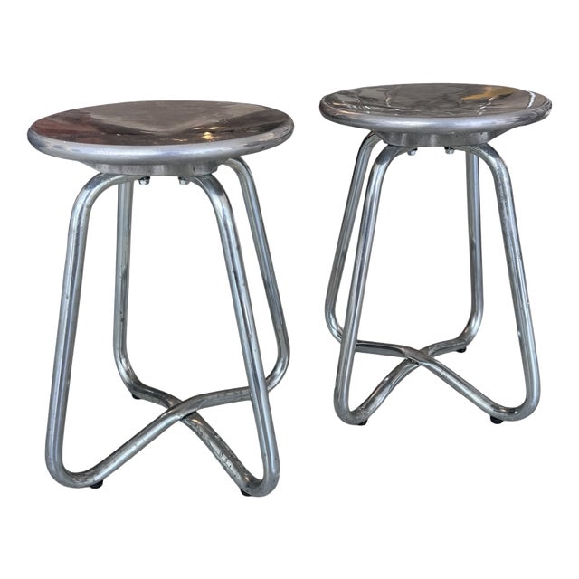 Aluminium Stools by Terance Conran for the Conran Shop, 1990, Set of 2 For Sale