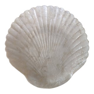 Vintage Capiz Shell Clamshell Trinket Dish For Sale