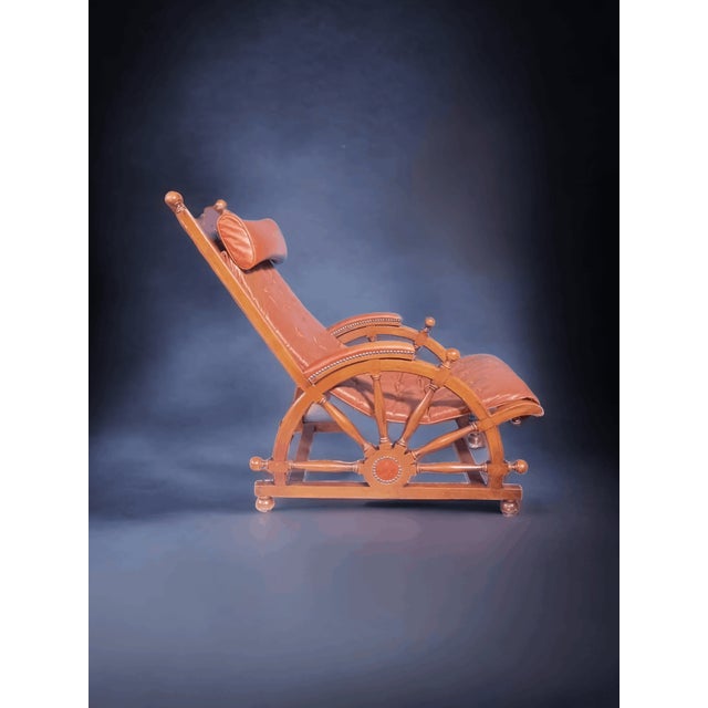 Naval Leather and Wood Armchair For Sale - Image 4 of 6