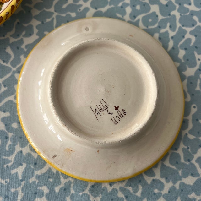Vintage Italian Handpainted Yellow Miniature Bowls- Set of 6 For Sale - Image 4 of 6