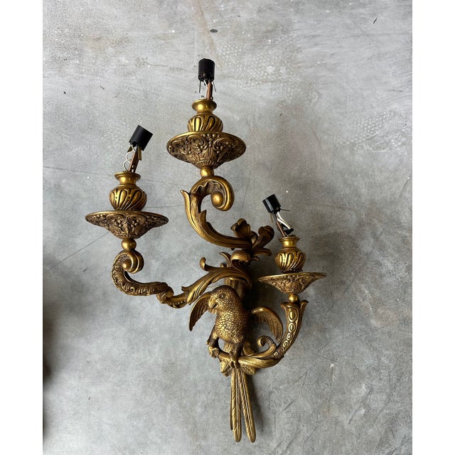 1930s Vintage Bronze Wall Sconces with Parrots, 1930s, Set of 2 For Sale - Image 5 of 10