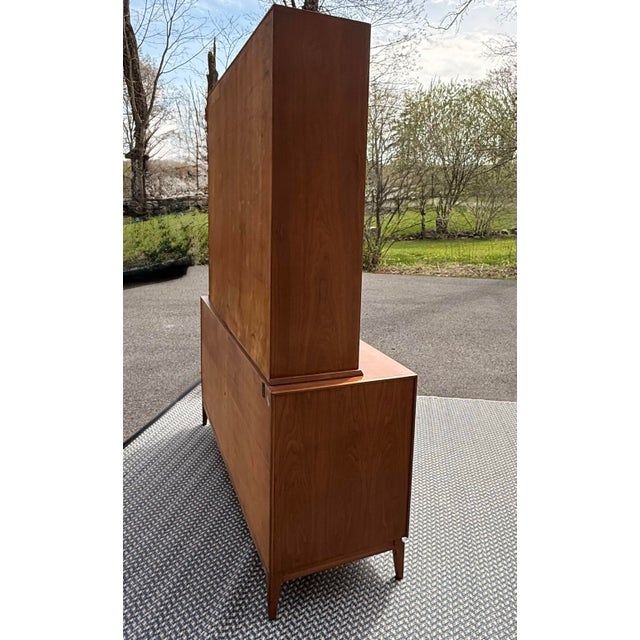 Mid-Century Caldwell Teak Cabinet Hutch With Caned Cabinet Doors For Sale - Image 9 of 10