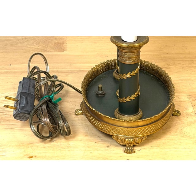 French Empire-Style Bouillotte Lamp with Napoleonic Eagle Motif, circa 1925 For Sale - Image 4 of 16