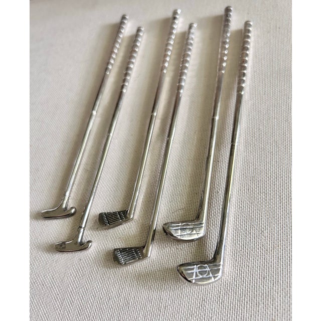 Vintage Silverplate Golf Club Cocktail Stirs, Swizzles, Set of 6 For Sale In Louisville - Image 6 of 6