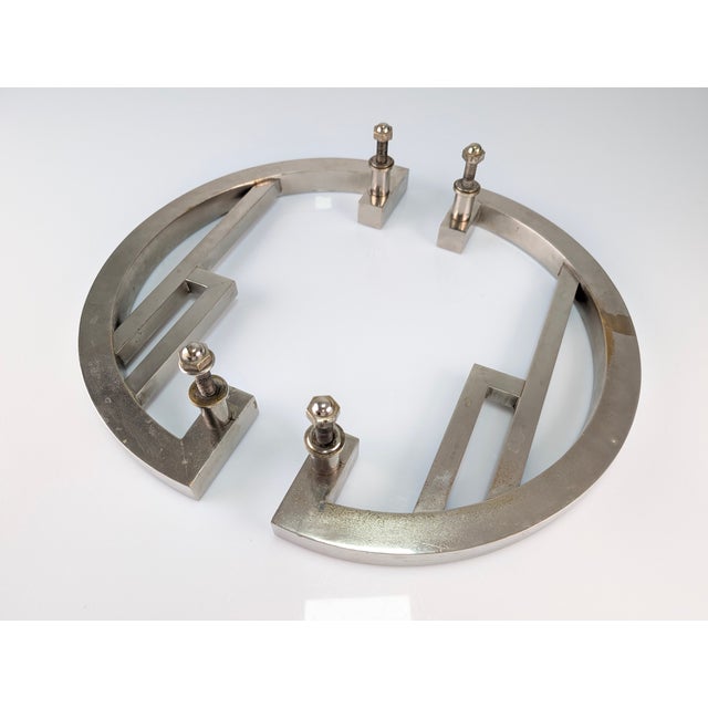 Silver Art Deco Geometric Drawer Pulls in Chrome-Plated Metal, 1920s, Set of 2 For Sale - Image 8 of 10