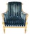 Dennis & Leen Louis XVI Style French Giltwood & Blue Velvet Bergere Arm Chair For Sale