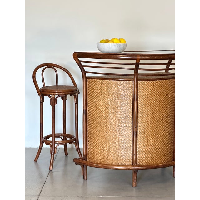 Bamboo Bar and Stools, Set of 3 For Sale - Image 12 of 18