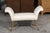 Mid 20th Century English Midcentury Petite Upholstered Bench with Saber Legs and Scrolled Arms For Sale In Atlanta - Image 6 of 6