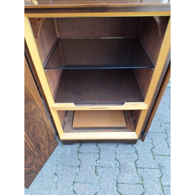 Wood Mid-Century German Two-Door Cabinet on Casters in Walnut, 1950s For Sale - Image 7 of 8