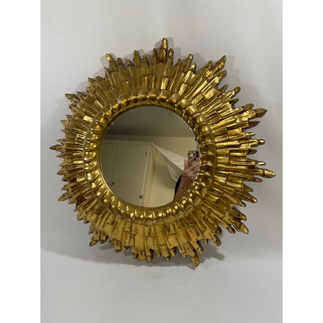 Large Vintage 1960s Florentine Style Sunburst Mirror, Made in Italy For Sale - Image 11 of 18