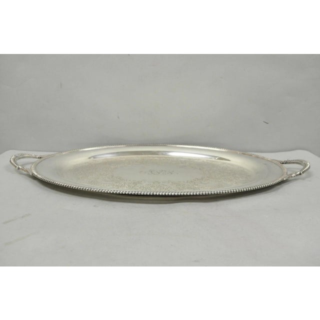 Vintage English Victorian Egw&s Silver Plated Oval Serving Platter Tray W/ Mono For Sale - Image 12 of 14