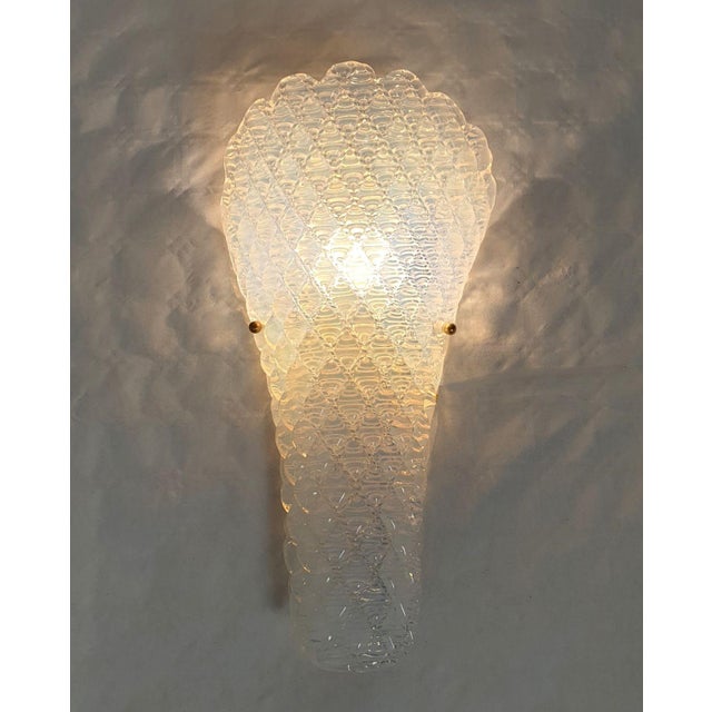 1970s Opaline, Mid Century Modern, Murano Glass Sconces - a Pair For Sale - Image 4 of 11