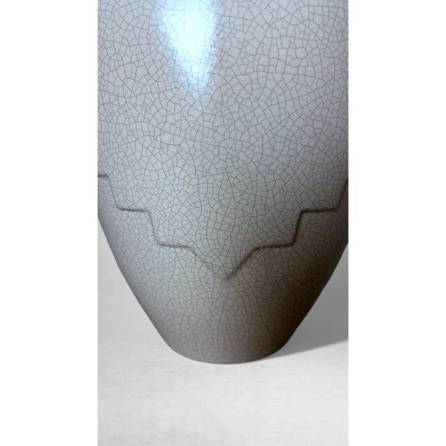 Art Deco French Craquelé White Ceramic Vase For Sale - Image 11 of 18