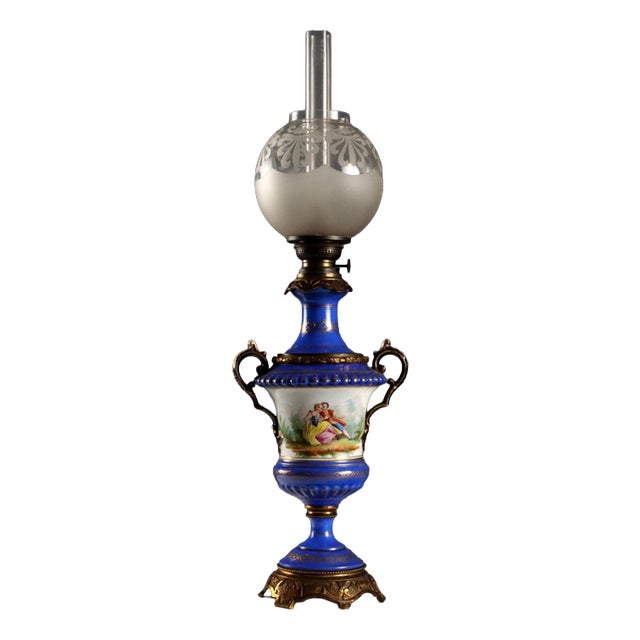 Antique Bronze Oil Lamp from Kosmos Brenner, Europe, 19th Century For Sale