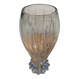 Mid-Century Modern Large Cut Crystal Modern Sleek Flower Vase, Slovenia