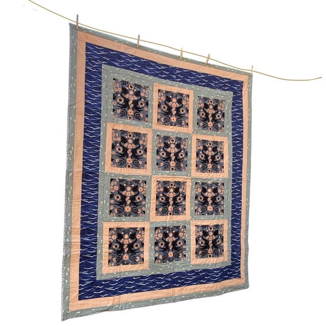 One of a kind alligator quilt with sand pipers, ocean waves, and sand. Unexpected coastal chic. 100% cotton with...