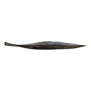 Modern Indoor Outdoor Pewter Finished Elongated Leaflet Bowl For Sale