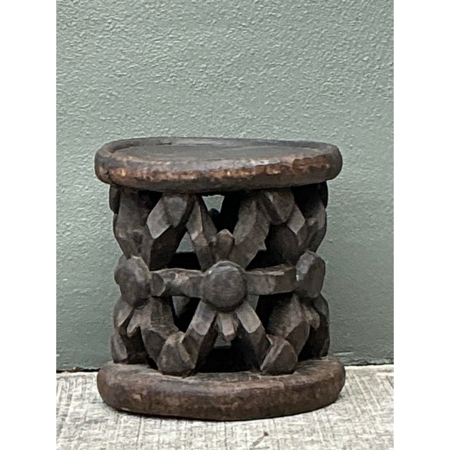Wood Vintage Hand Carved Bambileke Low Stool For Sale - Image 7 of 12